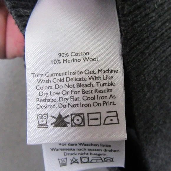 Eddie Bauer Mens Sweater TL Gray Striped Cotton Merino Wool Crewneck 15885 - Picture 4 of 8